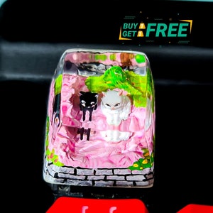 Cat keycap, Custom Keycap, Artisan Handmade Keycap, Anime keycap, Cherry mx keycaps, Resin Keycap set, Gift for her