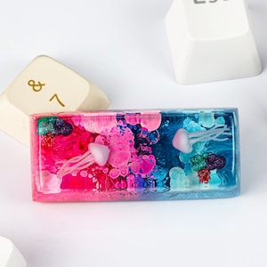 Jellyfish keycap, Blue pink Jellyfish SA profile keycap, Handmade Artisan Keycap, Custom keycap, Cherry mx keycaps, Gift ideas