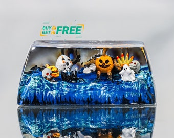 Pumpkin Keycap, Halloween Keycap, Ghost keycap, Anime keycaps, Custom keycap, Artisan keycap, Halloween gift