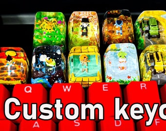Custom keycap, Custom spacebar keycap, Character Custom Keycap, Artisan keycap, Cherry mx keycaps, Resin Keycap set, Gift for him