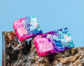Jellyfish keycap, Handmade Artisan Keycap, Custom keycap, Resin artisan Cherry MX keycap, SA resin keycaps, Gift for her