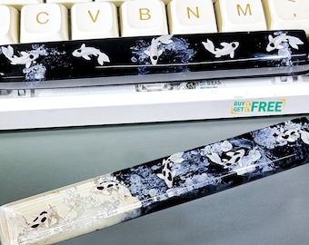 Black and white Koi Spacebar, Koi Fish Resin OEM SA Profile Key Cap, For cherry MX keyboard, Custom spacebar, Gift ideas