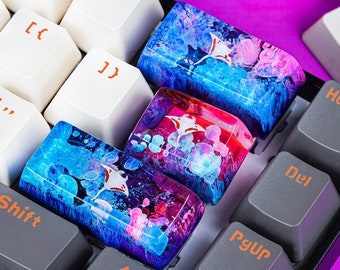 Manta ray keycap, Blue manta ray SA profile keycap, Handmade Artisan Keycap, Custom keycap, Cherry mx keycaps, Resin Keycap set, Gift ideas