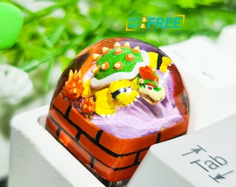 Bow.ser Tortois.e keycap, S.uper Mar.io Keycap, Game keycap for cherry MX, SA profile, Custom keycap, Resin Artisan Keycap, Gift ideas