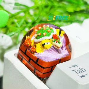 Bow.ser Tortois.e keycap, S.uper Mar.io Keycap, Game keycap for cherry MX, SA profile, Custom keycap, Resin Artisan Keycap, Gift ideas