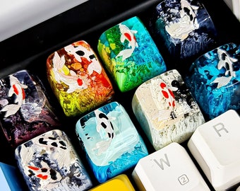 Koi keycap, Koi Fish keycap, Custom keycap, Artisan keycap, Cherry mx keycaps,  father&#39;s Day gifts, dad gift