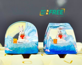 Tecla Rabbit para Cherry MX, tecla de perfil SA, tecla personalizada, juego de teclas de resina, tecla artesanal, ideas para regalos