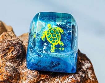 Blue Turtle SA profile keycap, Handmade Artisan Keycap, Custom keycap, Cherry mx keycaps, Resin Keycap set, Gift ideas