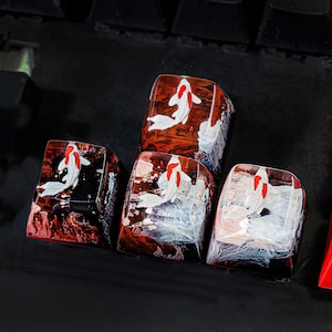 Red koi keycap, Koi Fish for Cherry mx keycap, Custom keycap, Artisan keycap, Resin Keycap set, Gift ideas