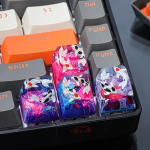 Pink koi keycap, Purple blue koi keycap, Koi Fish for Cherry mx keycap, Custom keycap, Artisan keycap, Resin Keycap set, Gift ideas