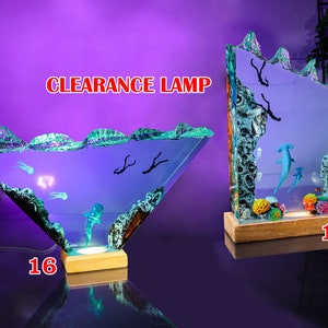 CLEARANCE Epoxy Lamp, FISH lamp, Custom anime Night Lamp, epoxy resin lamp, Handmade Resin & Wood Lamp, Custom Night Light, Handcrafted Gift