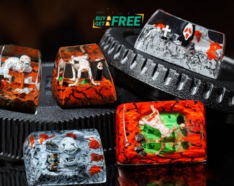 Halloween Keycap, Ghost Keycap, Pumpkin keycaps, Custom keycap, Artisan keycap, Halloween gift