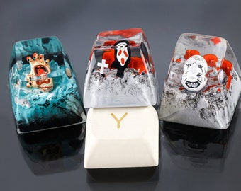 Halloween Artisan keycap ,Halloween Keycap, Horror keycap, skull keycap, Cherry mx keycaps, Custom Keycaps for Halloween Gift