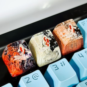 Red and black koi keycap, White and black koi, Koi Fish for Cherry mx keycap, Custom keycap, Artisan keycap, Resin Keycap set, Gift ideas