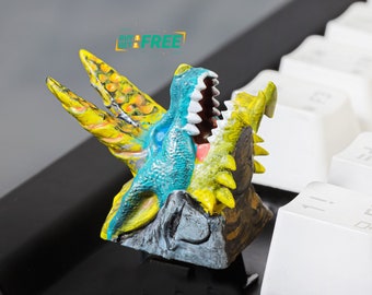 Monster Hunter Tastenkappe, 3D Tastenkappe für Cherry MX Tastatur, Modell Tastenkappe, Artisan handgemachte Tastenkappe, Benutzerdefinierte Tastenkappe, Harz-Schlüsselkappe, Geschenkideen