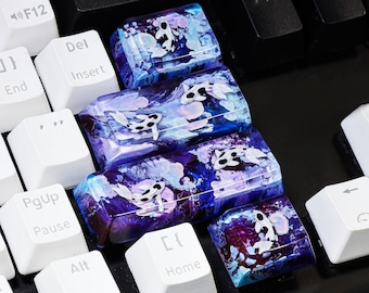 Purple Blue Koi fish OEM keycap, Koi fish SA profile keycap, Handmade Artisan Keycap, Custom keycap, Cherry mx keycaps, Resin Keycap set