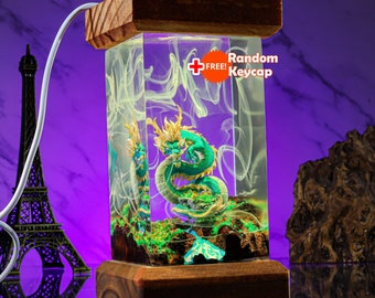 Dragon lamp, Custom anime Night Lamp, epoxy resin lamp, Handmade Resin & Wood Lamp, Custom Night Light, Handcrafted Gift