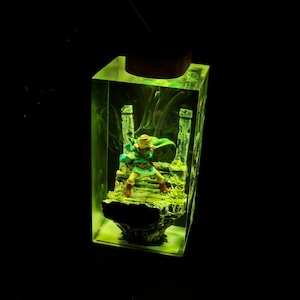 Li.nk Zel.da Resin Lamp, Link Ze.ld.a and Master Sword Resin Table lamp Anime Lamps, custom resin night light Christmas Gift for him game pc image 3