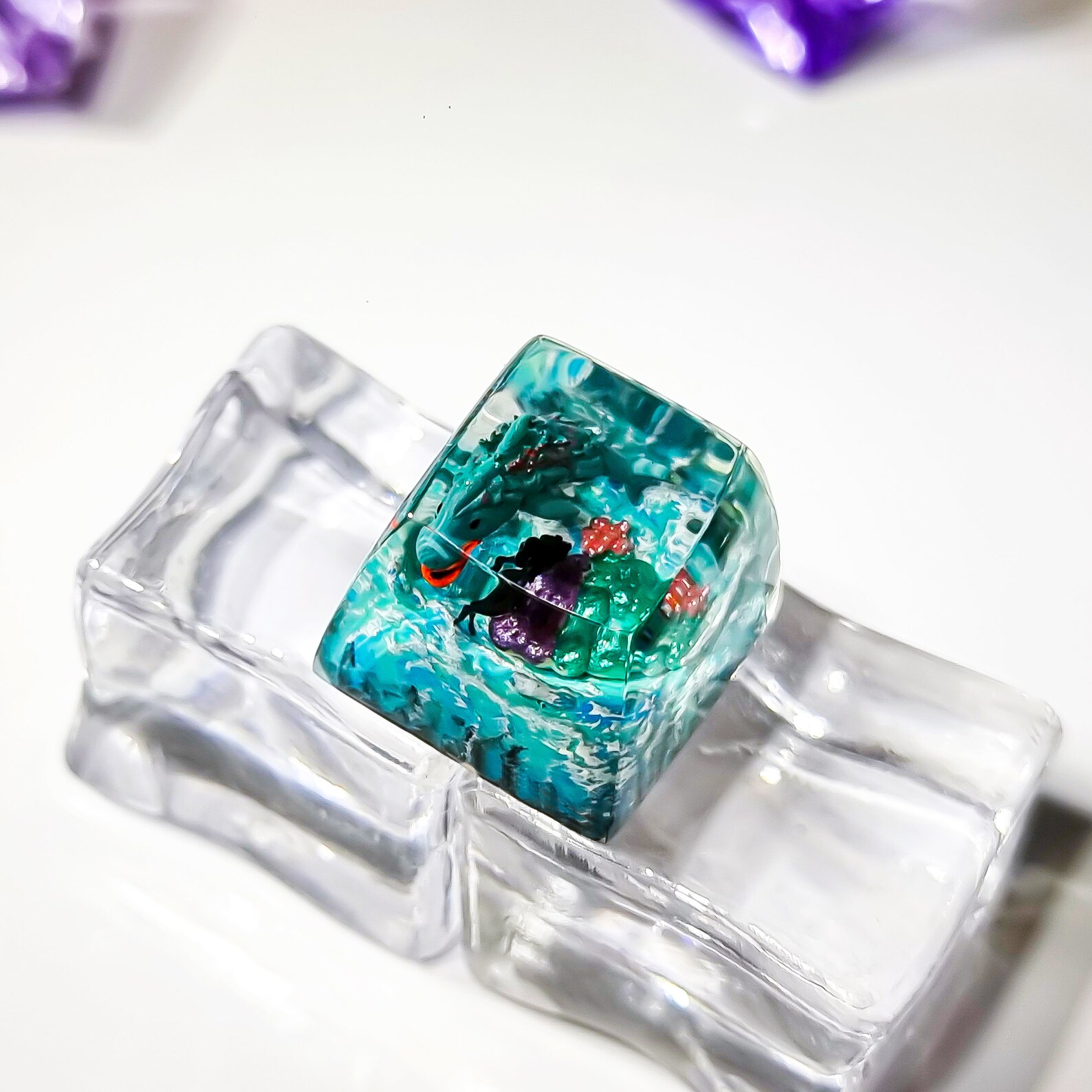 Megalodon Shark and Diver Keycap, Shark Keycap, Custom Keycap, Artisan ...