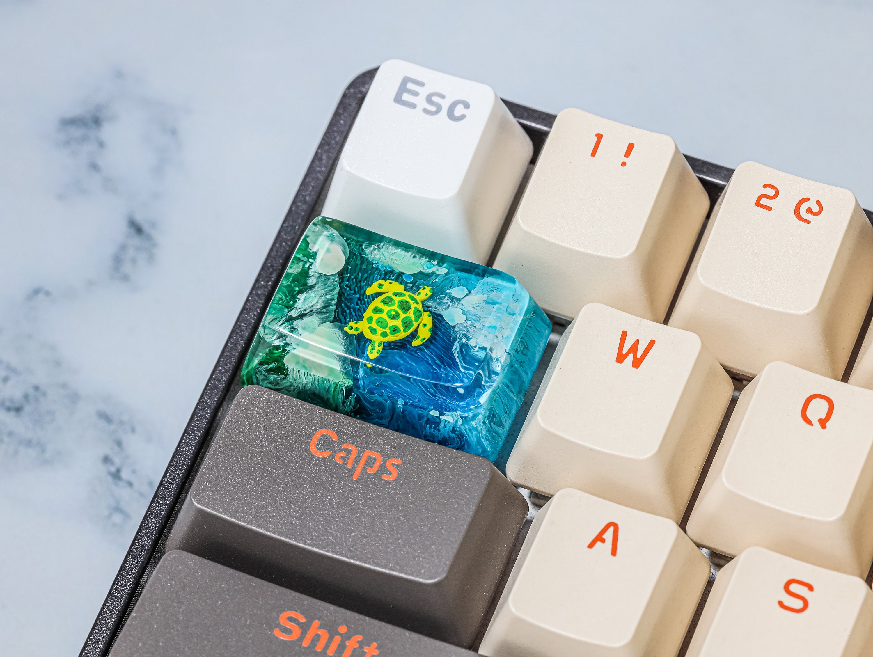 Turtle Keycap Manta Ray Keycap, Turtle SA Profile Keycap, Handmade Artisan Keycap ...