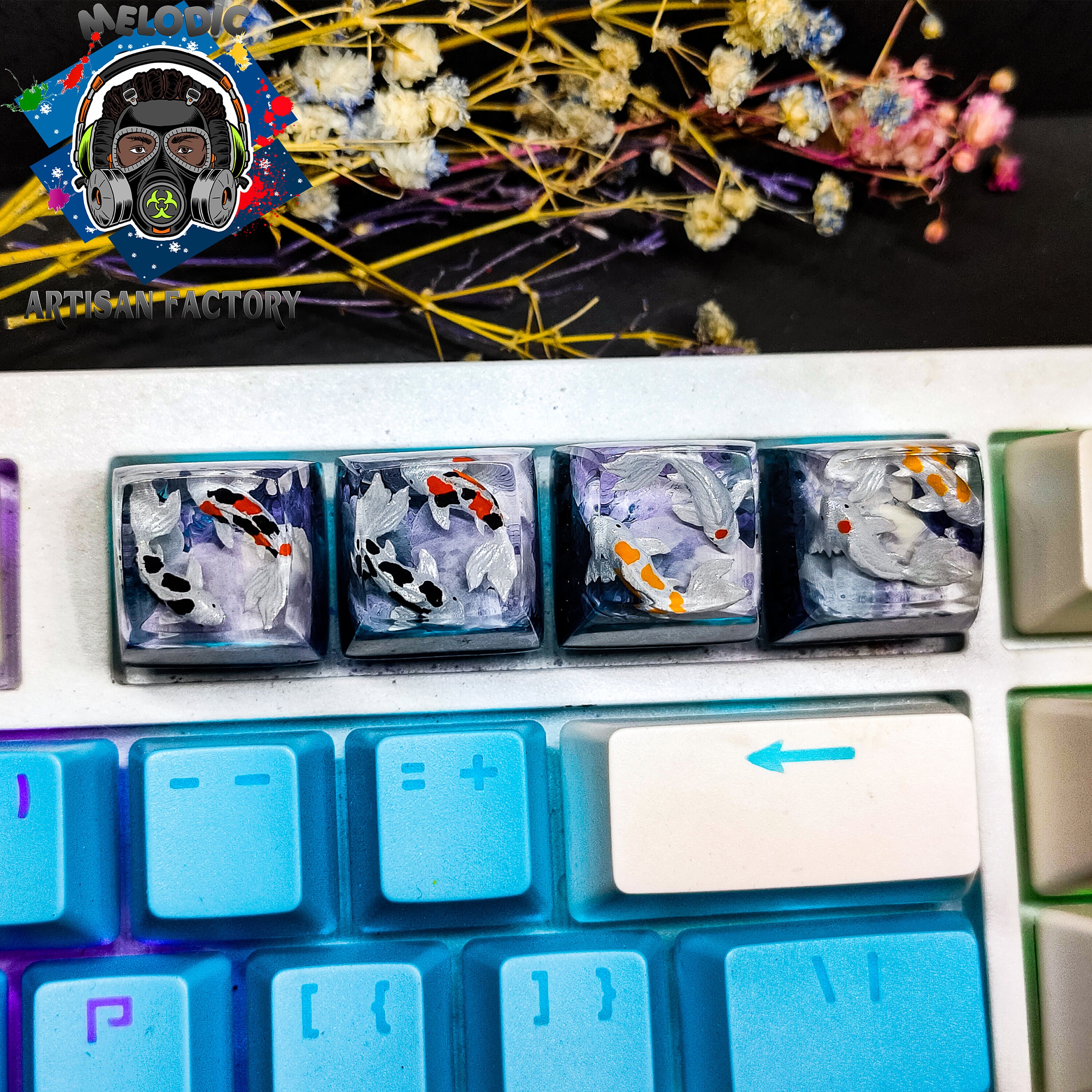Black Koi Keycap, Koi Fish Resin Keycaps, Handmade Artisan Keycap ...