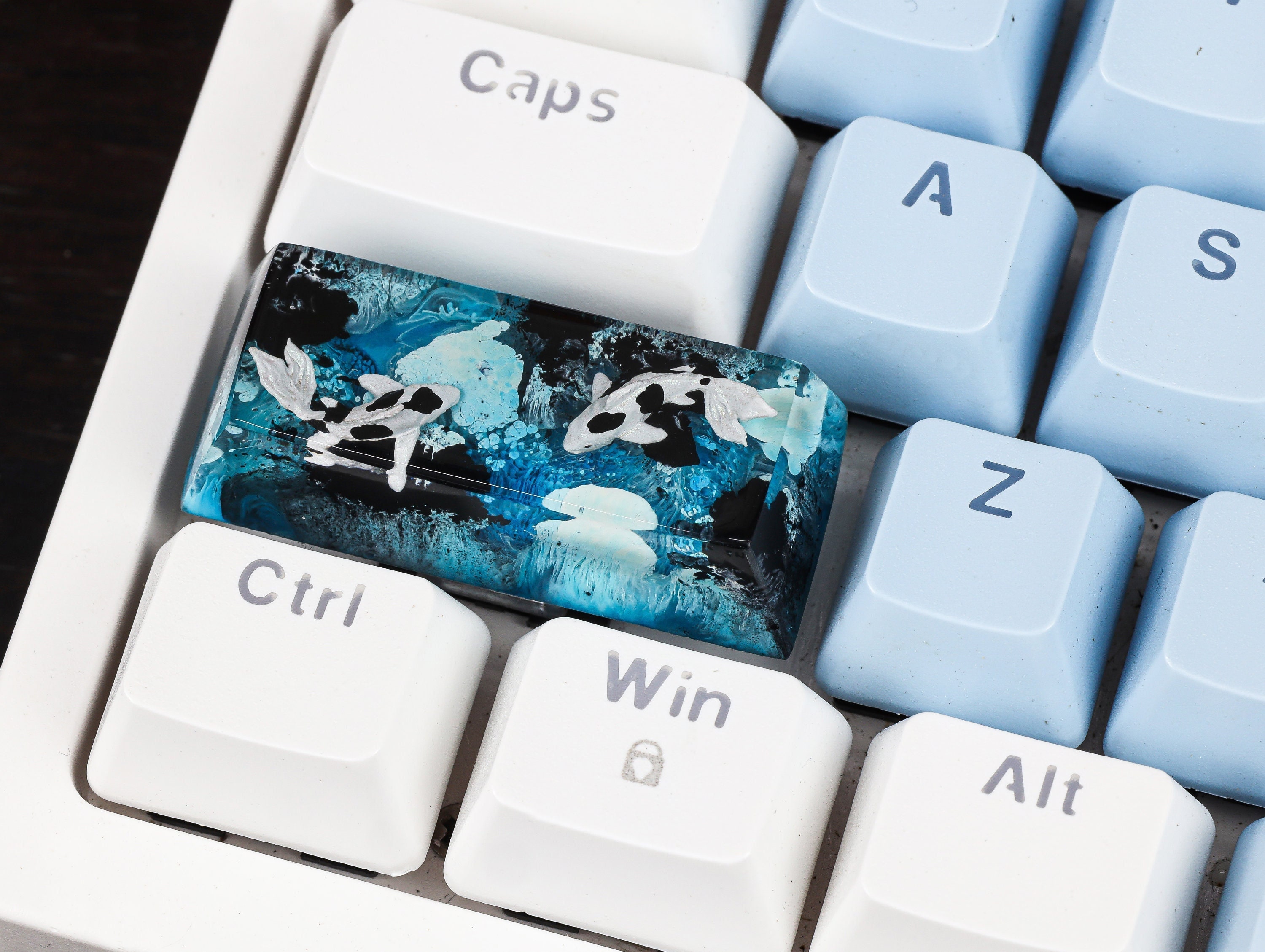 Blue Koi Fish Keycap, Koi Fish SA Profile Keycap, Handmade Artisan ...