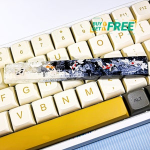 Black and white Koi Spacebar, Koi Fish Resin OEM SA Profile Key Cap, For cherry MX keyboard, Custom spacebar, Gift ideas