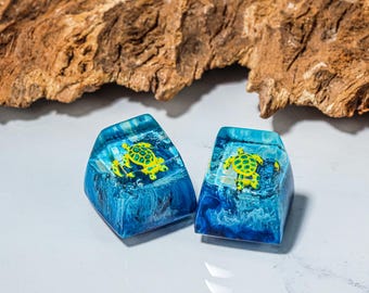 Nakładka na klawisz z żółwiem morskim, niestandardowa nakładka na klawisz, nakładka na klawisz Artisan, nakładki na klawisze Cherry MX, ręcznie robiona nakładka na klawisz Artisan, prezenty z aksolotlem