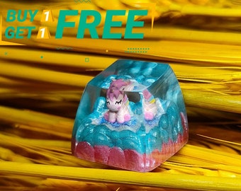 Unic.orn keycap for cherry MX keyboard, SA profile keycap, Adorable Uni.corn Resin keycap, Handmade Artisan Keycap, Custom keycap, Gift