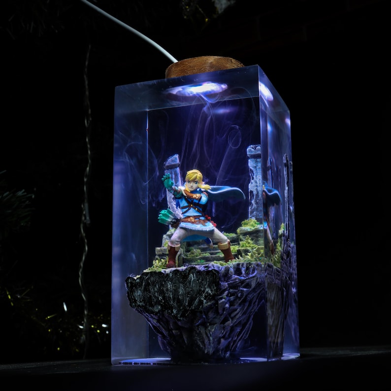 Li.nk Zel.da Resin Lamp, Link Ze.ld.a and Master Sword Resin Table lamp Anime Lamps, custom resin night light Christmas Gift for him game pc image 14