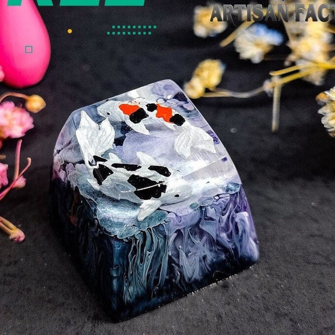 Black Koi Keycap, Koi Fish Resin Keycaps, Handmade Artisan Keycap ...