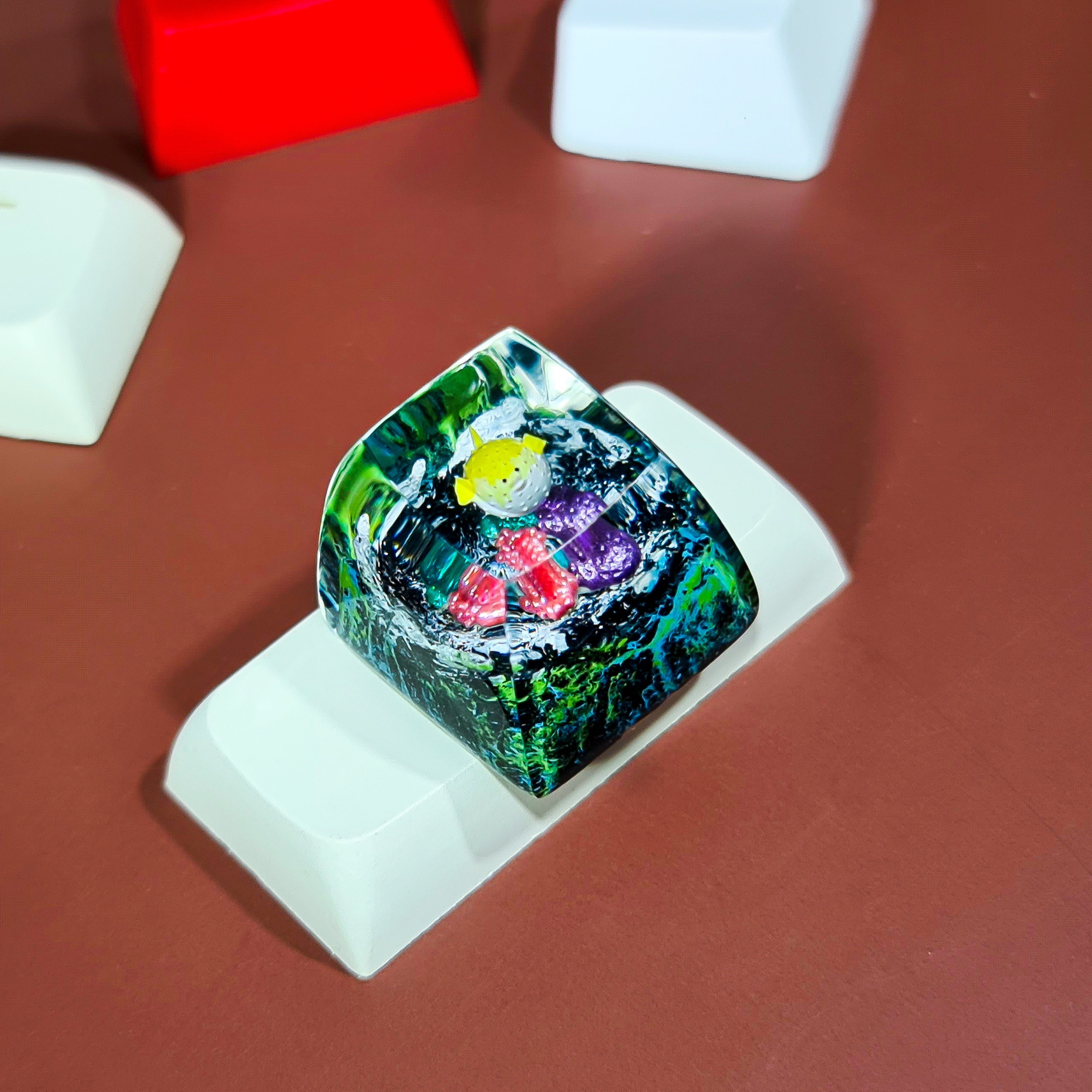 Puffer Fish and Diver Keycap, Fish Keycap, Custom Keycap, Artisan ...