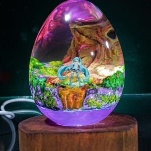 Miku resin lamp, Custom anime Night Lamp, epoxy resin lamp, Handmade Resin & Wood Lamp, Custom Night Light, Handcrafted Gift
