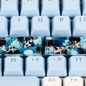 Blue Koi Fish Keycap, Koi Fish SA Profile Keycap, Handmade Artisan ...