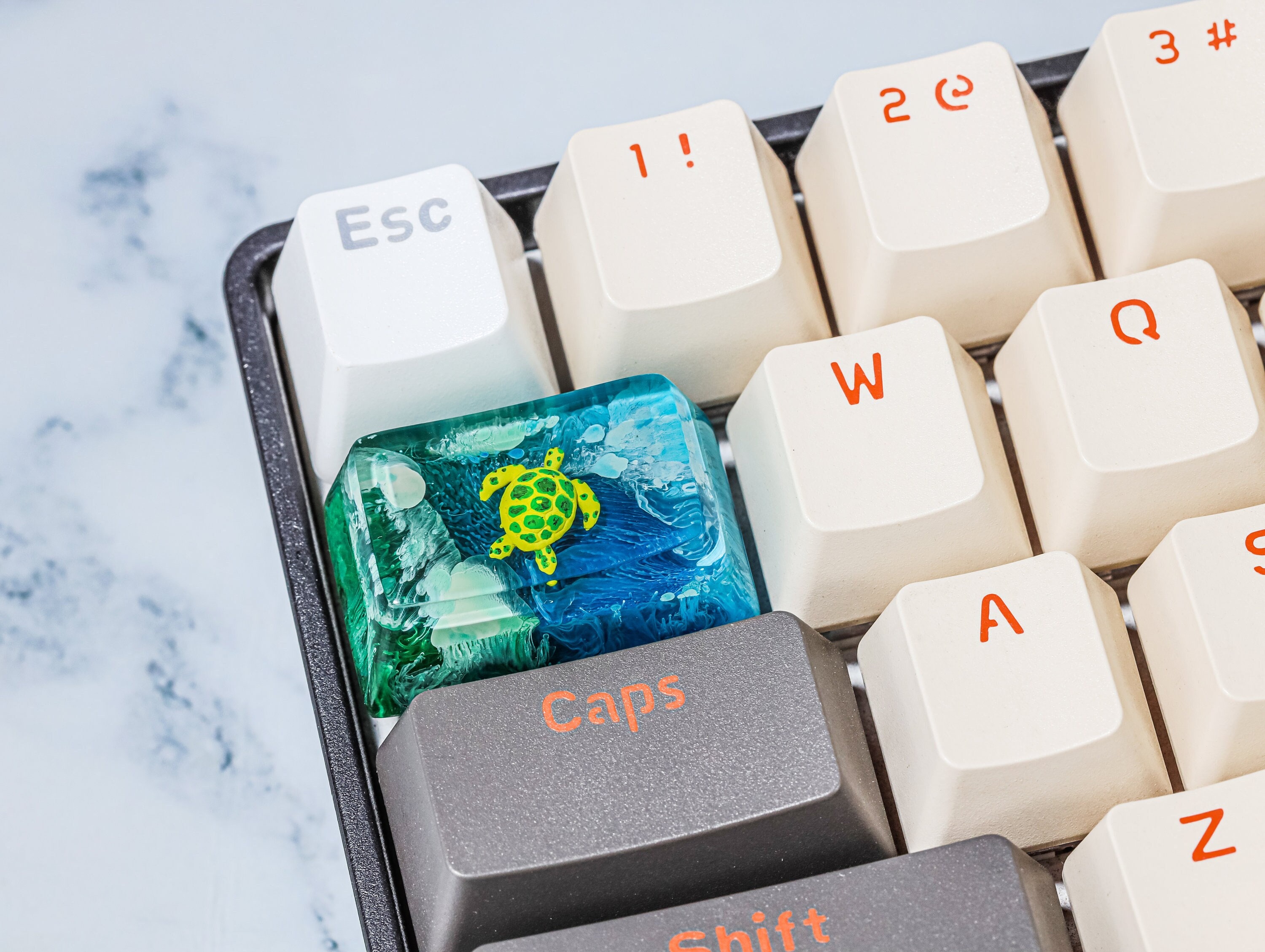 Turtle Keycap Manta Ray Keycap, Turtle SA Profile Keycap, Handmade Artisan Keycap ...