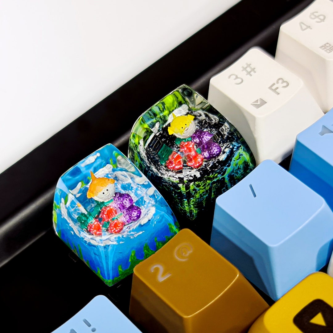 Puffer Fish and Diver Keycap, Fish Keycap, Custom Keycap, Artisan ...
