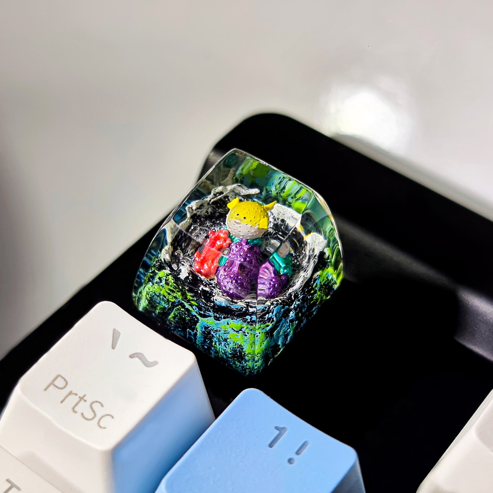 Puffer Fish and Diver Keycap, Fish Keycap, Custom Keycap, Artisan ...