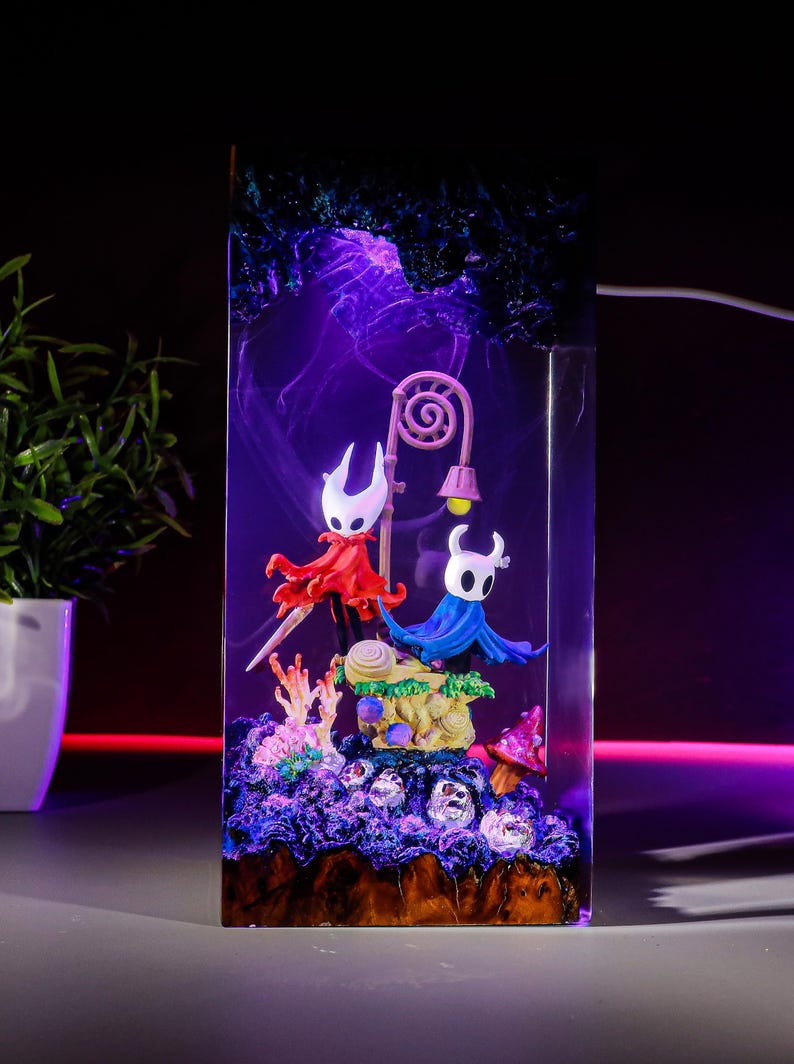 Hollow Knight Resin Lamp – Handmade LED Night Light | Christmas Gift for Gamers | Indie Game Diorama Decor image 1