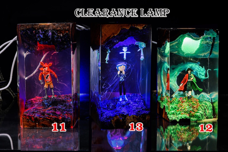 Lámpara de noche de LIQUIDACIÓN, Lámpara de noche de anime personalizada, Lámpara de resina epoxi, Lámpara de resina y madera hecha a mano, Luz de noche personalizada, Regalo artesanal