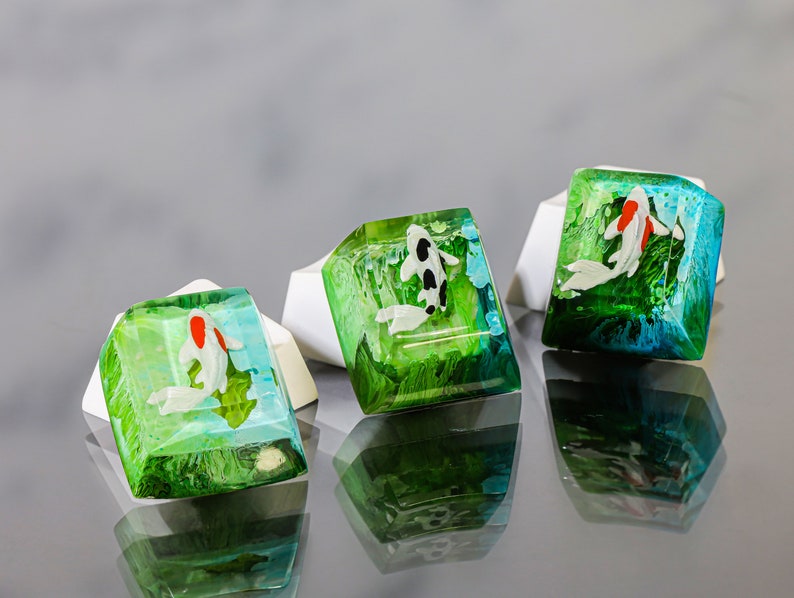OEM Green Koi Keycap, Fish Keycap, Custom Keycap, Handmade Keycap ...
