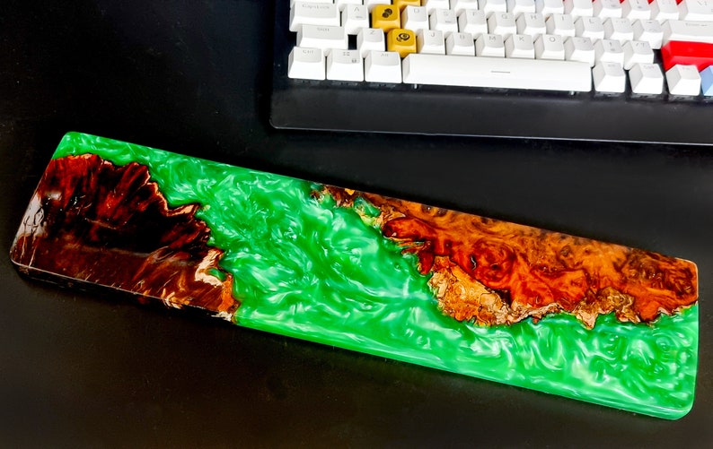 Resin and Wood Wrist Rest Green Resin Wrist Rest Custom Etsy