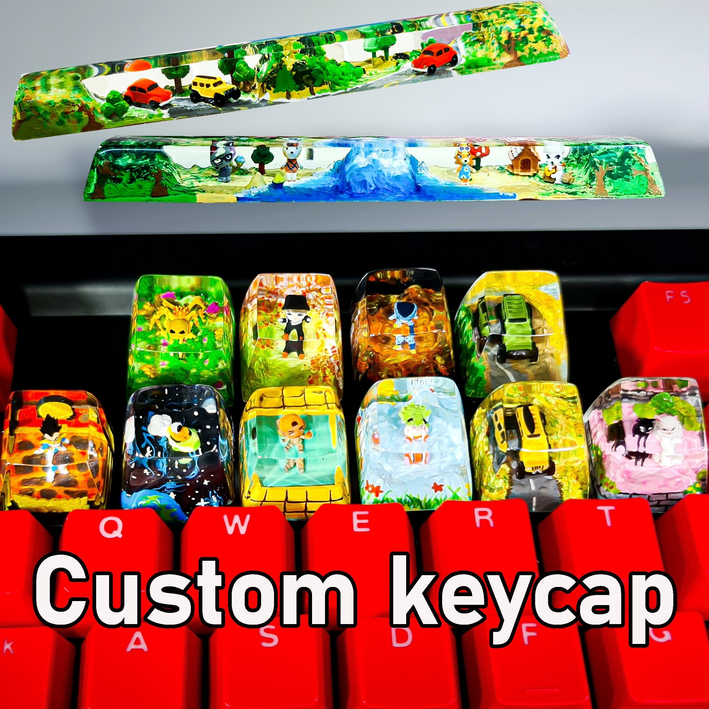 Custom keycap, Custom spacebar keycap, Character Custom Keycap, Artisan keycap, Cherry mx keycaps, Resin Keycap set, Gift for him