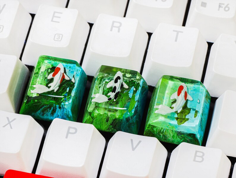 OEM Green Koi Keycap, Fish Keycap, Custom Keycap, Handmade Keycap ...