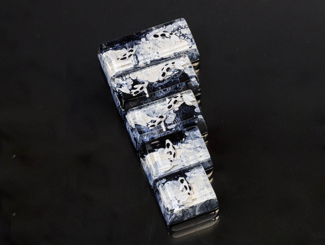Black White Koi Fish Keycap, Koi Fish SA Profile Keycap, Handmade ...
