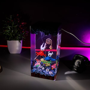 Hollow Knight Resin Lamp – Handmade LED Night Light | Christmas Gift for Gamers | Indie Game Diorama Decor CLEARANCE Lamp S