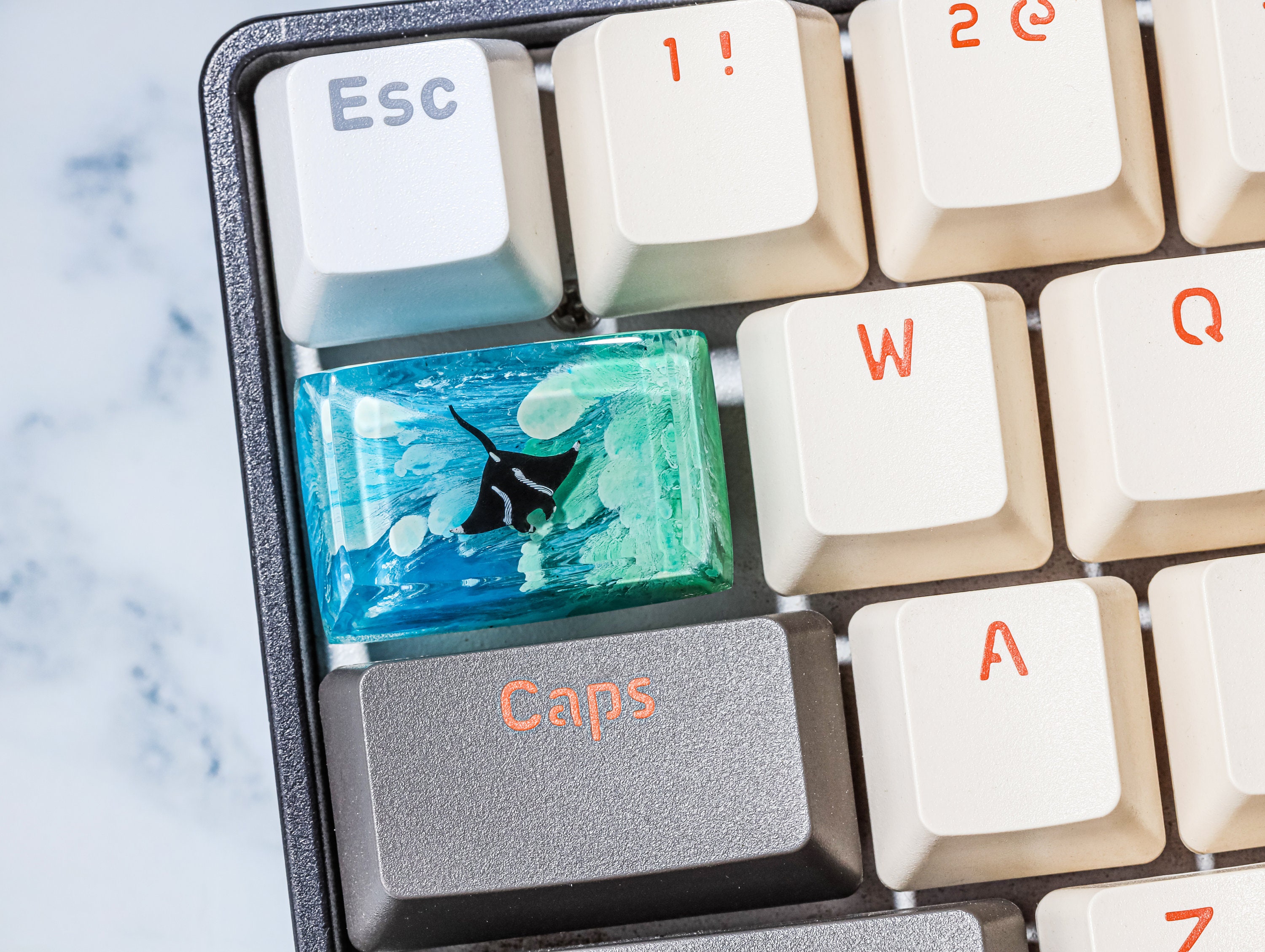 Turtle Keycap Manta Ray Keycap, Turtle SA Profile Keycap, Handmade Artisan Keycap ...