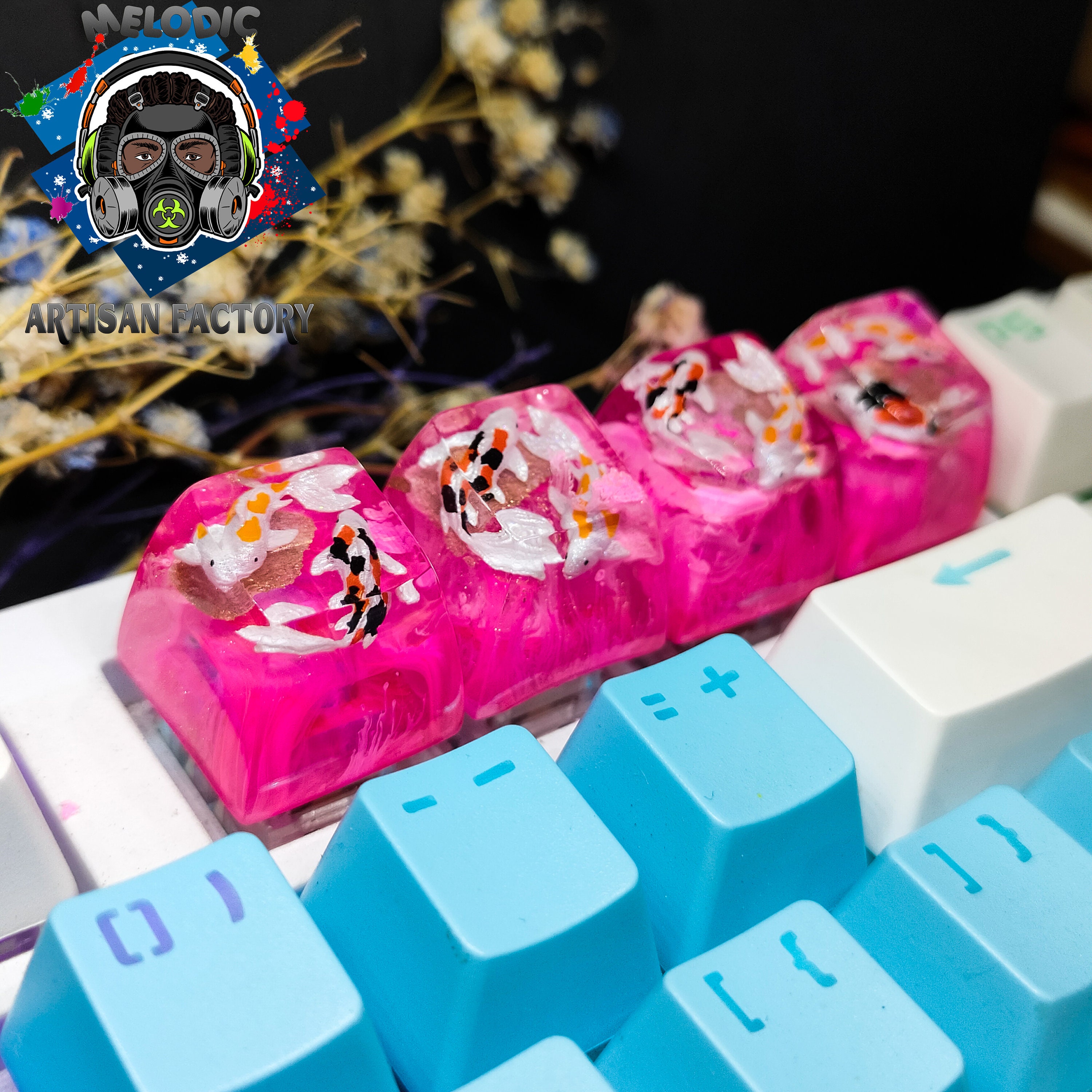 Pink Koi Keycap, Koi Fish Resin Keycaps, Handmade Artisan Keycap ...