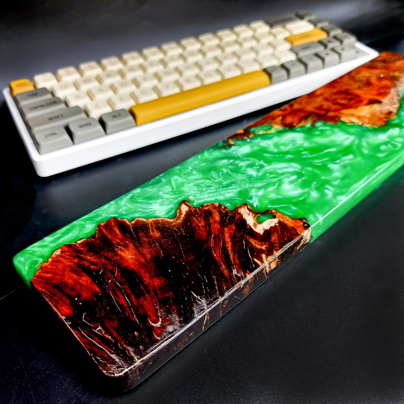 Resin and Wood Wrist Rest Green Resin Wrist Rest Custom Etsy