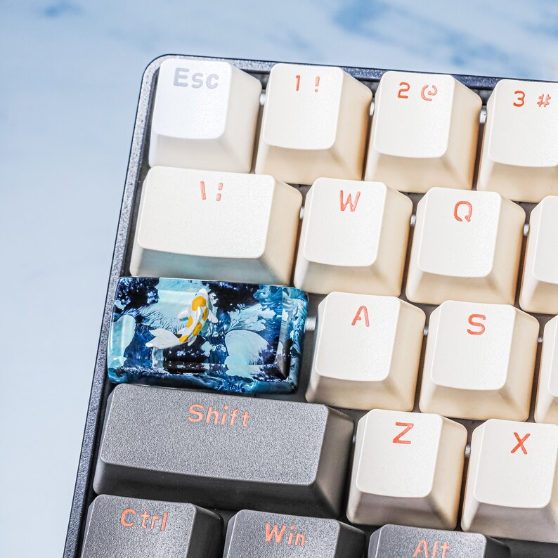 Blue Koi Fish Keycap, Koi Fish SA Profile Keycap, Handmade Artisan ...