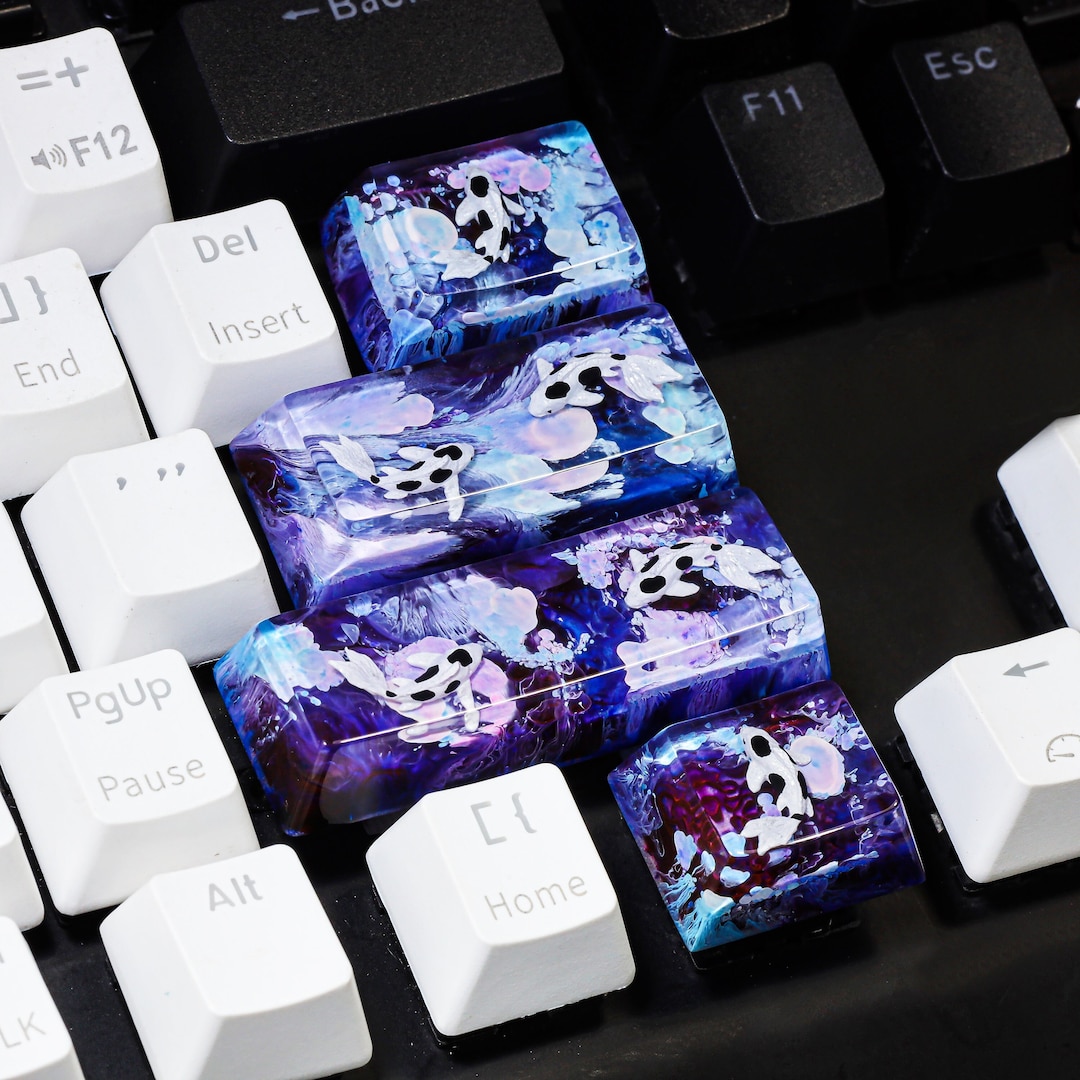 Purple Blue Koi Fish OEM Keycap, Koi Fish SA Profile Keycap, Handmade ...